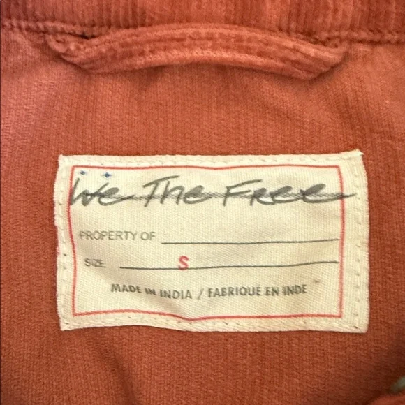 Free People We The Free Rust Corduroy Raw Hem Jacket Small - Picture 4 of 7